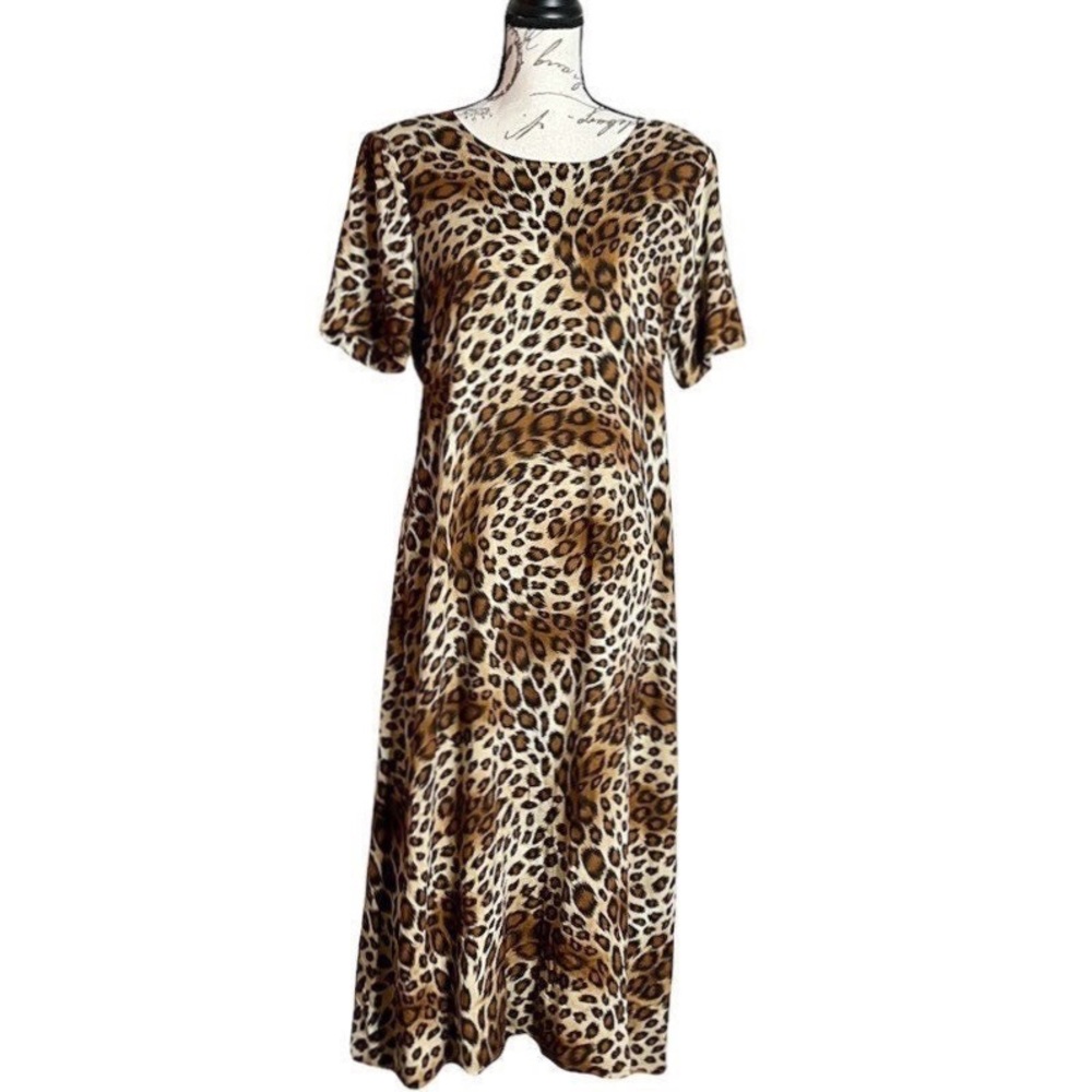 Vintage 80s Animal Print Midi Dress by Teddi